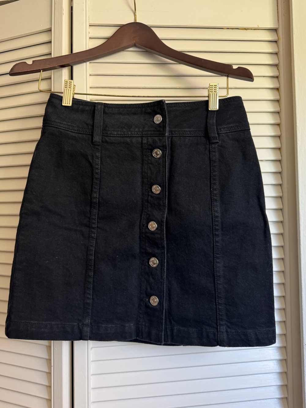 Sezane Button-Front Denim Skirt